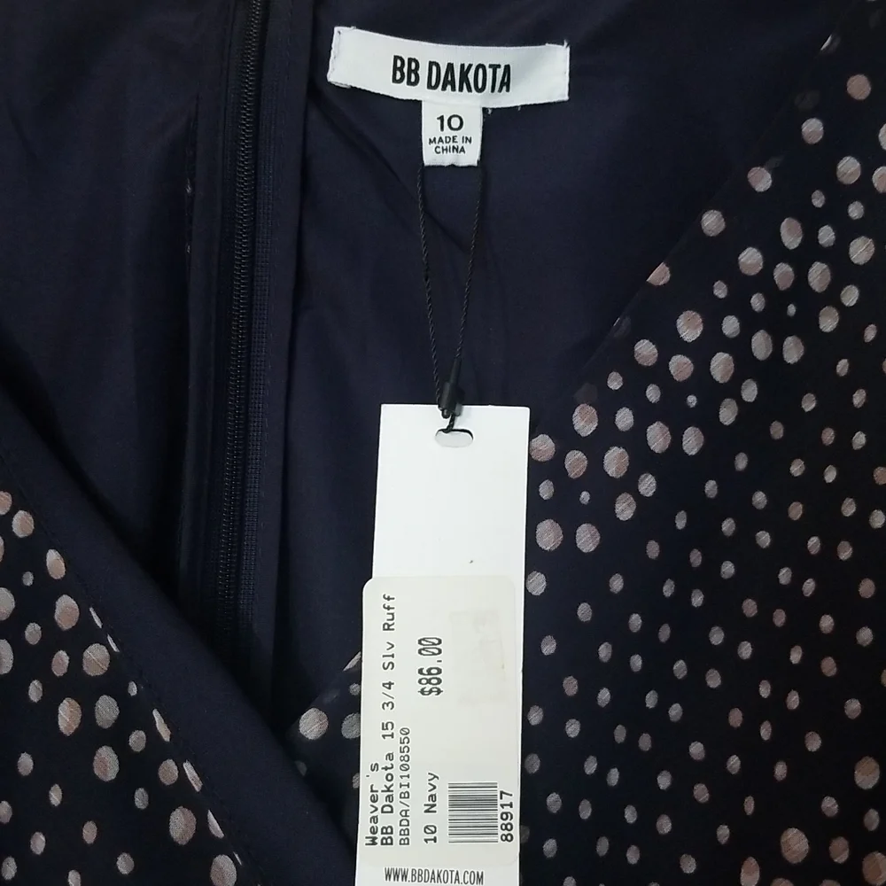 BB Dakota Vintage Navy Dress With Ruffled Trim - Picture 9 of 9